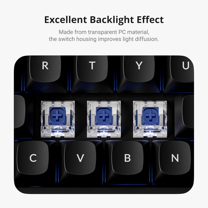 Keychron Kailh Box Navy Mechanical Switch Set – 110PCS Clicky Switches, Heavy 75g Actuation Force, 3.6mm Travel, MX-Style Stem, 3-Pin, SMD LED Compatible, for Typists, DIY Builds & Custom Keyboards - Image 4